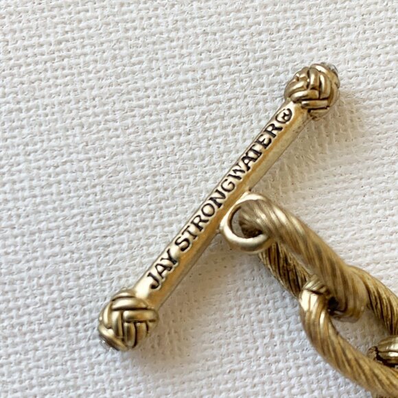 Jay Strongwater Toggle Bracelet Crystal Accents Gold Tone 7.5 Inches Charm Chain - Picture 7 of 7